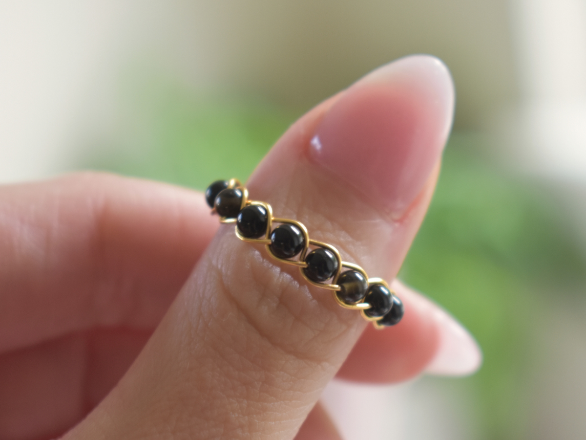 Obsidian Braided Ring