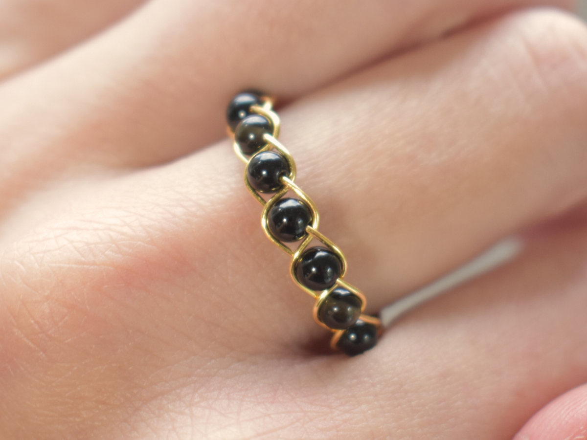 Obsidian Braided Ring