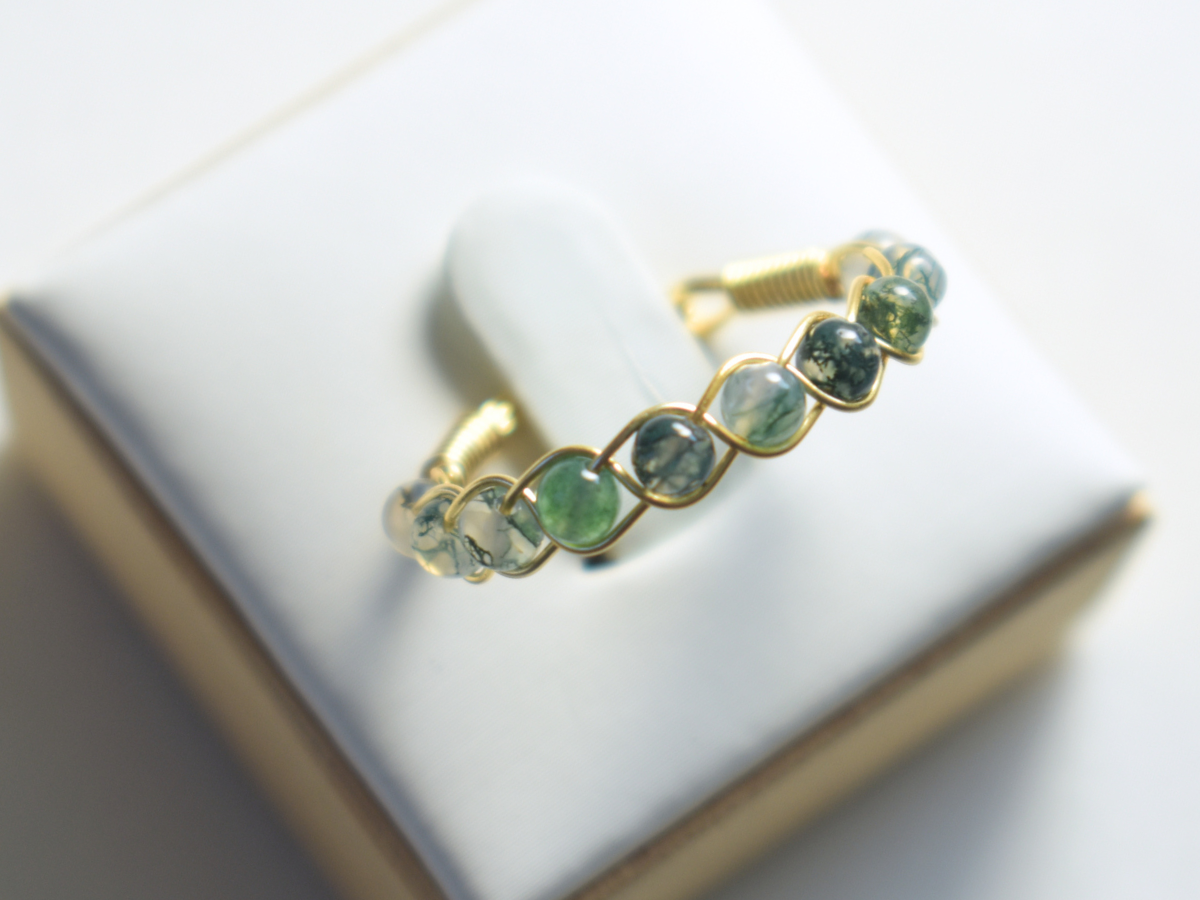 Moss Agate Braided Ring