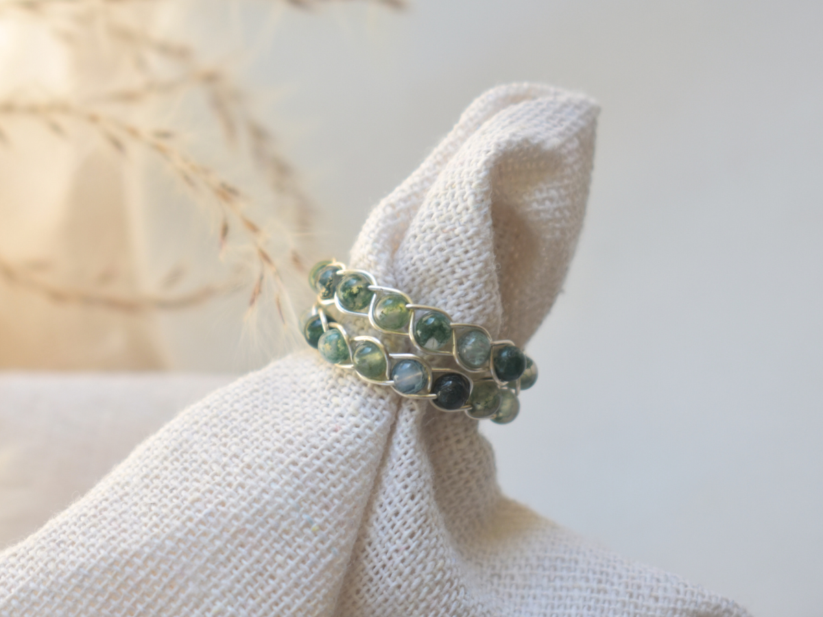 Moss Agate Braided Ring