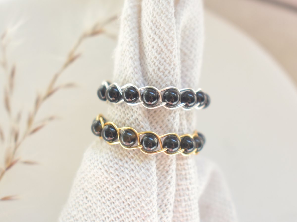 Obsidian Braided Ring