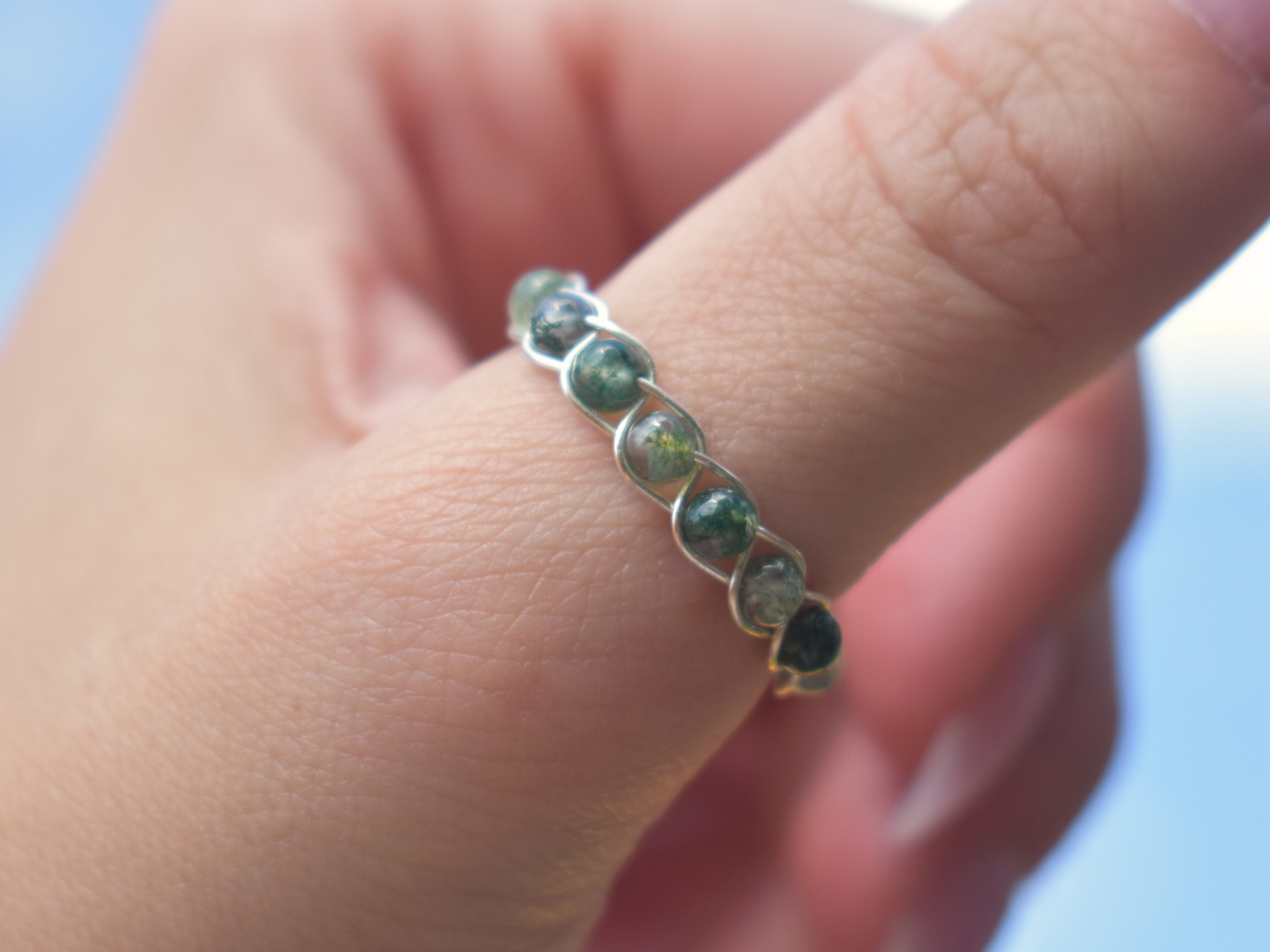 Moss Agate Braided Ring