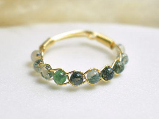 Moss Agate Braided Ring