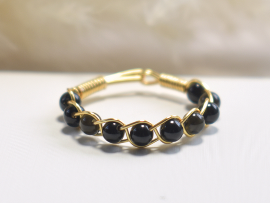 Obsidian Braided Ring