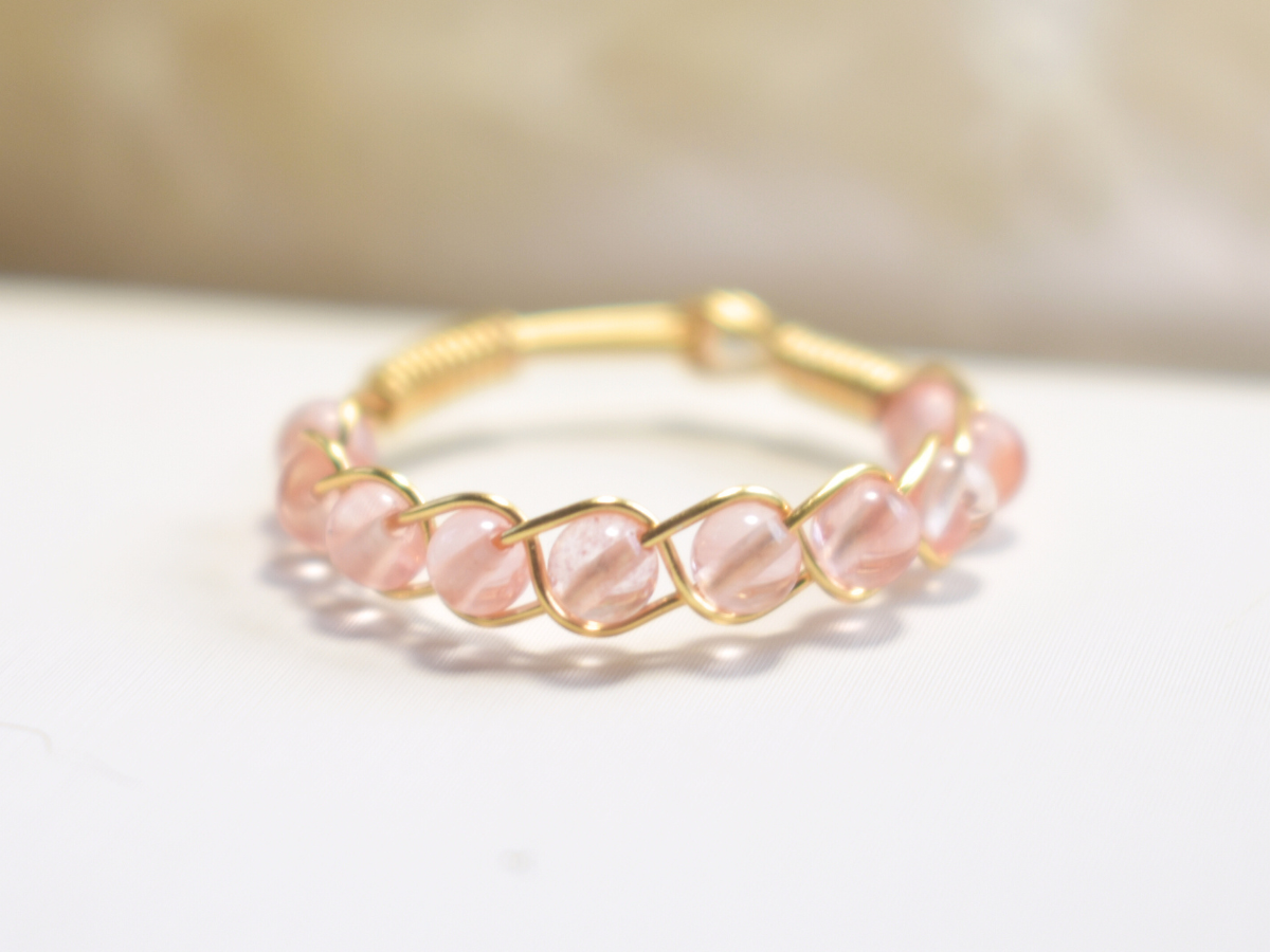 Cherry Quartz Braided Ring