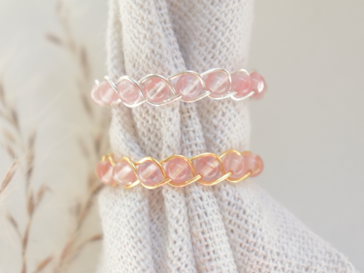 Cherry Quartz Braided Ring