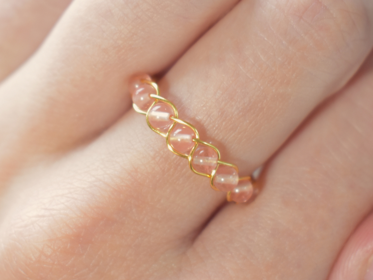 Cherry Quartz Braided Ring